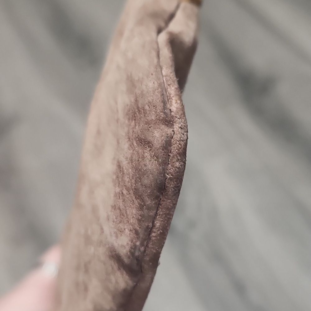 Vintage Brown Suede Leather Italian Kisslock Clutch - Picture 5 of 7